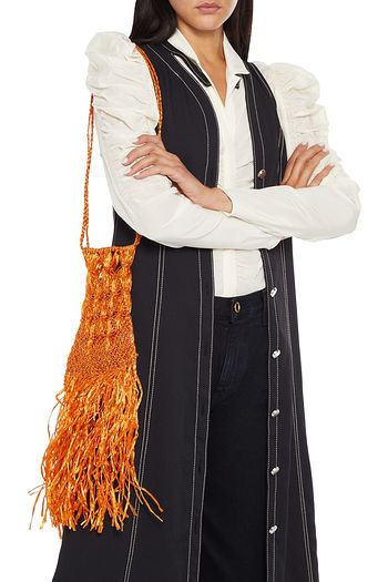 ANTIK BATIK Biim fringed macramé raffia shoulder bag