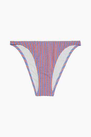 SOLID & STRIPED The Vanessa striped stretch-seersucker low-rise bikini briefs