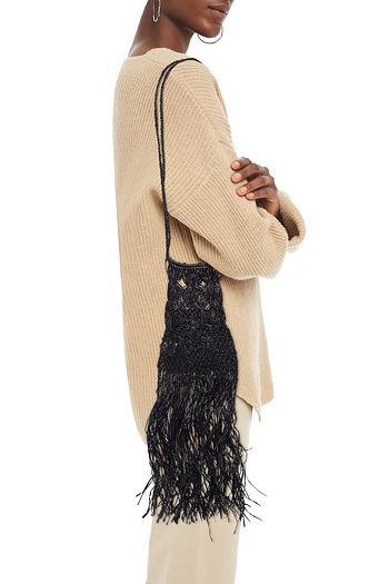 ANTIK BATIK Biim fringed raffia-macramé shoulder bag