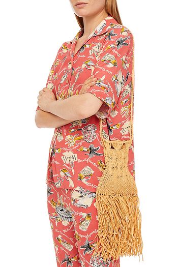 ANTIK BATIK Biim fringed raffia-macramé shoulder bag
