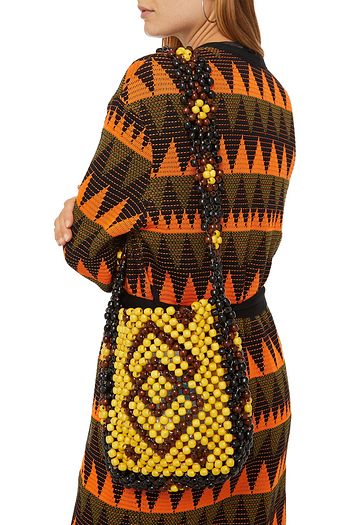 ANTIK BATIK Boly beaded wood shoulder bag