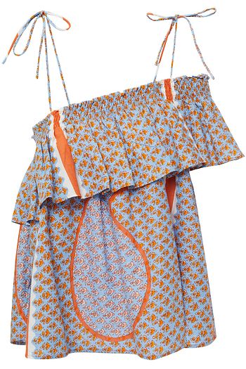 ANTIK BATIK Gisele cold-shoulder printed cotton-poplin top