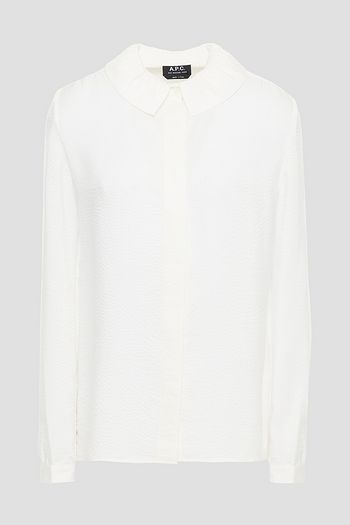 A.P.C. Gathered silk-seersucker blouse