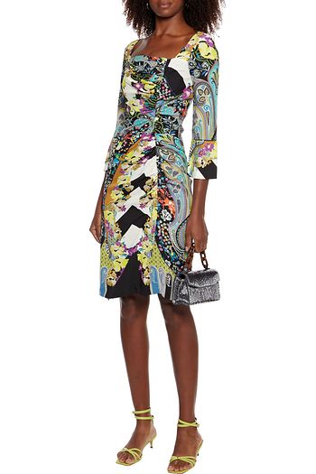 ETRO Ruched printed crepe dress