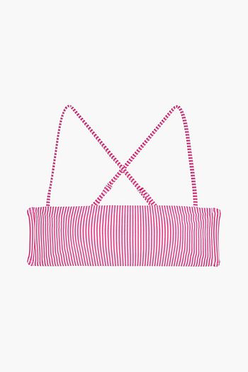 ONIA Maja striped stretch-seersucker bikini top