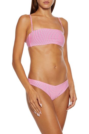 ONIA Maja striped stretch-seersucker bikini top