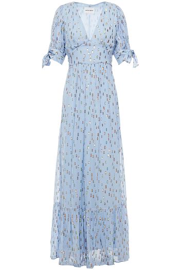 ANTIK BATIK Adalie tie-detailed metallic fil coupé georgette maxi dress