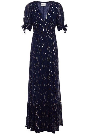 ANTIK BATIK Adalie tie-detailed metallic fil coupé georgette maxi dress