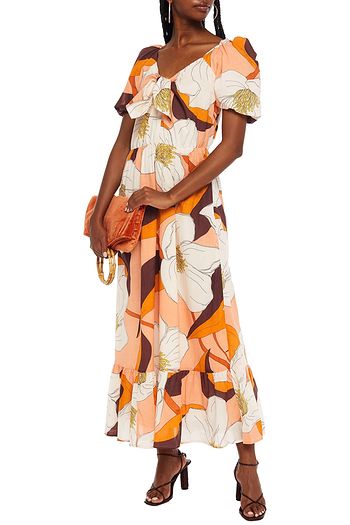 ANTIK BATIK Miami knotted floral-print cotton maxi dress