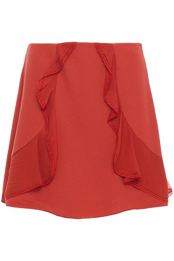 SEE BY CHLOÉ Ruffled lace-trimmed crepe mini skirt