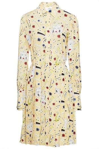 VICTORIA, VICTORIA BECKHAM Pleated printed crepe shirt dress