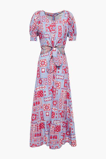 ANTIK BATIK Honoka cutout printed twill midi dress