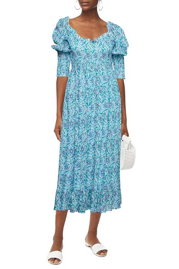 ANTIK BATIK Maria shirred floral-print cotton-gauze midi dress