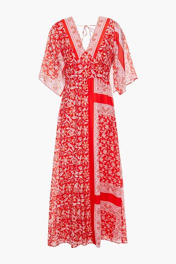 ANTIK BATIK Iloni open-back printed cotton and silk-blend chiffon midi dress