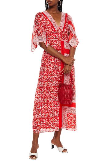 ANTIK BATIK Iloni open-back printed cotton and silk-blend chiffon midi dress