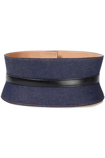 ALAÏA Leather-trimmed denim waist belt