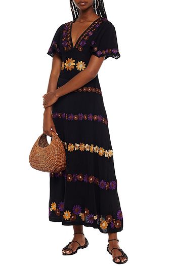 ANTIK BATIK Julie embroidered crinkled cotton-gauze maxi dress