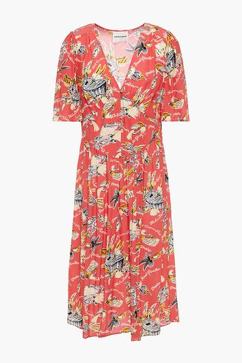 ANTIK BATIK Hilo gathered printed crepe de chine dress