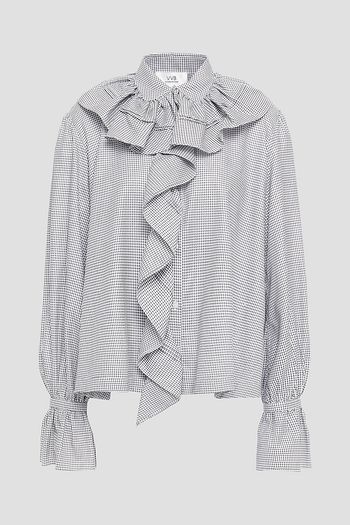 VICTORIA, VICTORIA BECKHAM Ruffled cotton-jacquard blouse