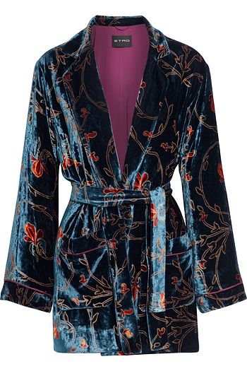 ETRO Belted printed velvet jacket