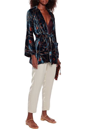 ETRO Belted printed velvet jacket
