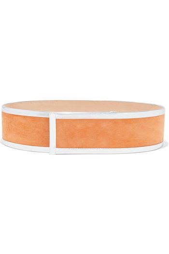 BALMAIN Metallic leather-trimmed suede waist belt