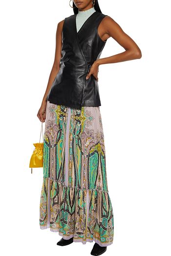ETRO Tiered printed silk-seersucker maxi skirt