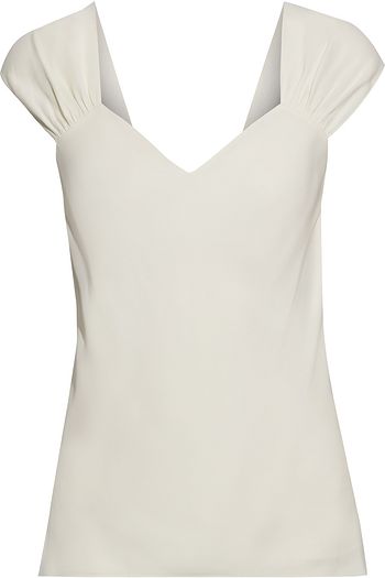 THEORY Gathered silk-crepe top