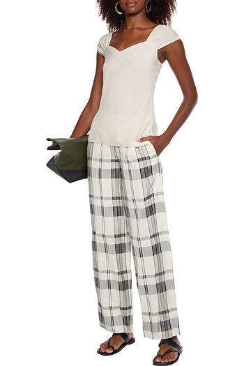 THEORY Gathered silk-crepe top