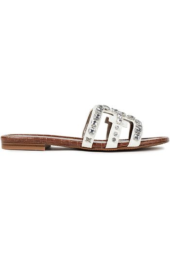 SAM EDELMAN Bay crystal-embellished faux leather slides