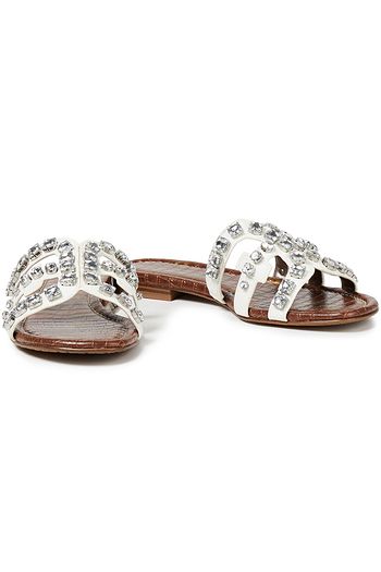 SAM EDELMAN Bay crystal-embellished faux leather slides