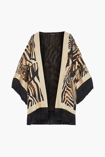ETRO Fringed metallic jacquard kimono
