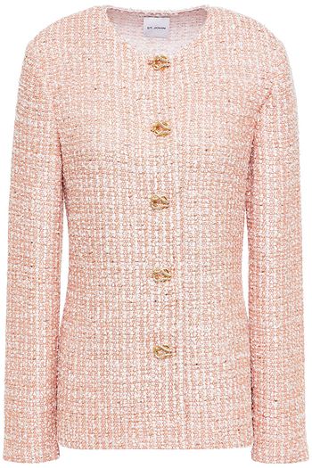 ST. JOHN Embellished metallic tweed jacket