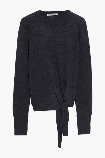 AUTUMN CASHMERE Tie-front mélange cashmere sweater