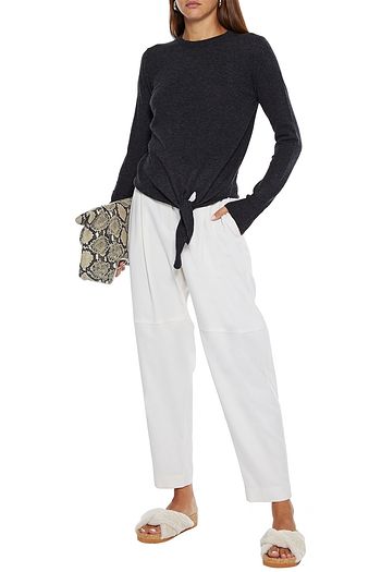 AUTUMN CASHMERE Tie-front mélange cashmere sweater