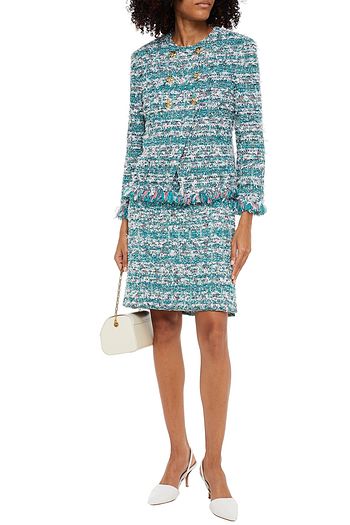 ST. JOHN Frayed tweed jacket