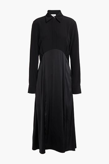 VICTORIA, VICTORIA BECKHAM Paneled satin-crepe midi shirt dress