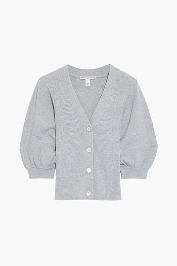 AUTUMN CASHMERE Mélange ribbed cotton cardigan