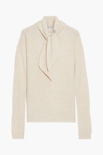 AUTUMN CASHMERE Tie-neck ribbed cashmere sweater