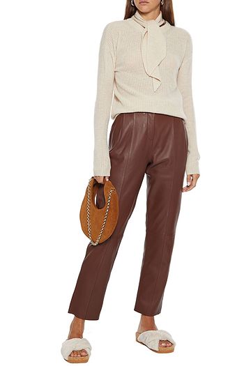 AUTUMN CASHMERE Tie-neck ribbed cashmere sweater