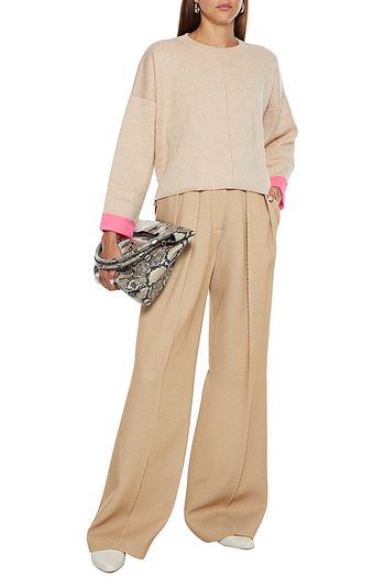 AUTUMN CASHMERE Two-tone cotton-blend sweater