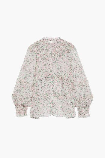 ALICE + OLIVIA Margery shirred floral-print crepon blouse