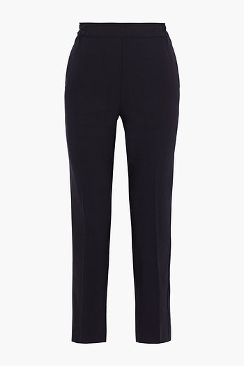 ETRO Satin-trimmed stretch-wool twill tapered pants