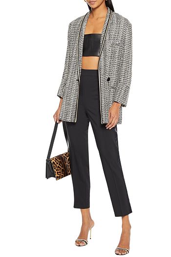 ETRO Satin-trimmed stretch-wool twill tapered pants