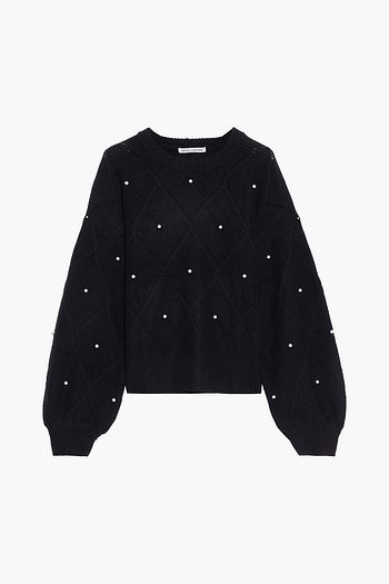 AUTUMN CASHMERE Embellished pointelle-knit cashmere sweater