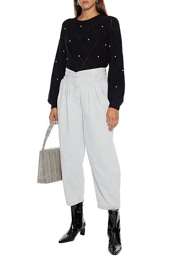 AUTUMN CASHMERE Embellished pointelle-knit cashmere sweater