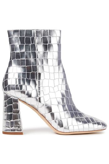 SAM EDELMAN Metallic croc-effect leather ankle boots