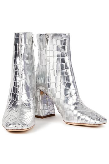 SAM EDELMAN Metallic croc-effect leather ankle boots