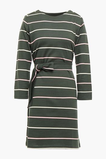 A.P.C. Belted striped cotton-jersey mini dress