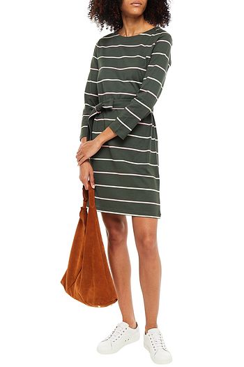 A.P.C. Belted striped cotton-jersey mini dress